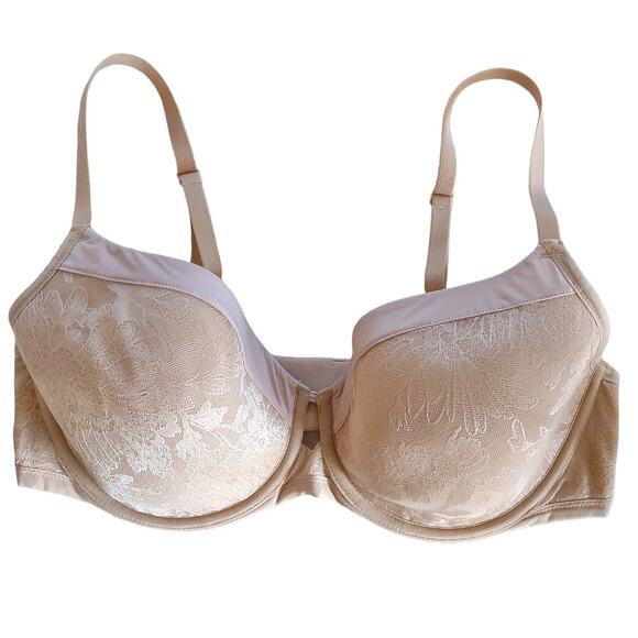SOMA Lightest Lift Modern Coverage Natural Colored Bra with Floral Lace Overlay - Picture 6 of 8